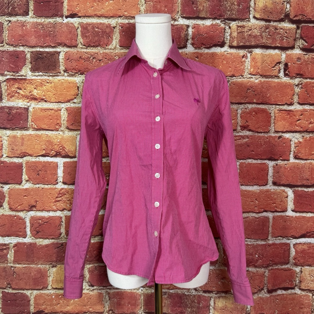 Lilly Pulitzer Women's‎ Size 4 Pink Micro Check Collared Button Front Shirt